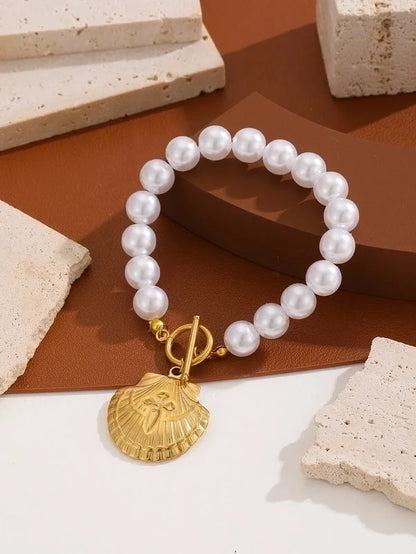 Preppy Style Sexy Minimalist Ocean Heart Shape Bow Knot Titanium Steel 18K Gold Plated Titanium Steel Bracelets In Bulk