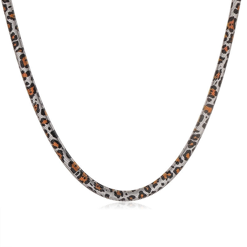 Streetwear Leopard 304 Stainless Steel Copper Plating Earrings Necklace Snake Chain