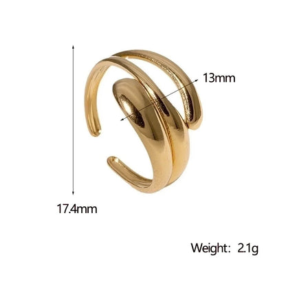 IG Style Modern Style Minimalist Geometric 304 Stainless Steel 18K Gold Plated Open Rings
