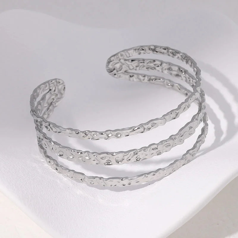 Stripe Stainless Steel Electroplating Bangles