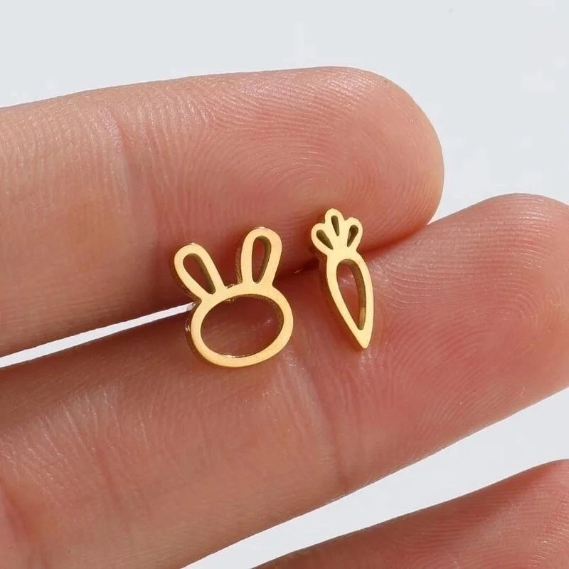 1 Pair Fashion Bunny Ears 304 Stainless Steel 18K Gold Plated Ear Studs