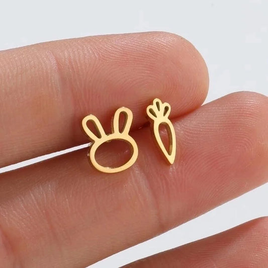 1 Pair Fashion Bunny Ears 304 Stainless Steel 18K Gold Plated Ear Studs