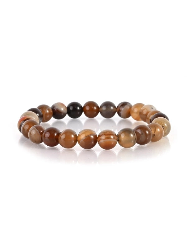 2 Pieces Casual Minimalist Round Natural Stone Lava Rock Bracelets In Bulk