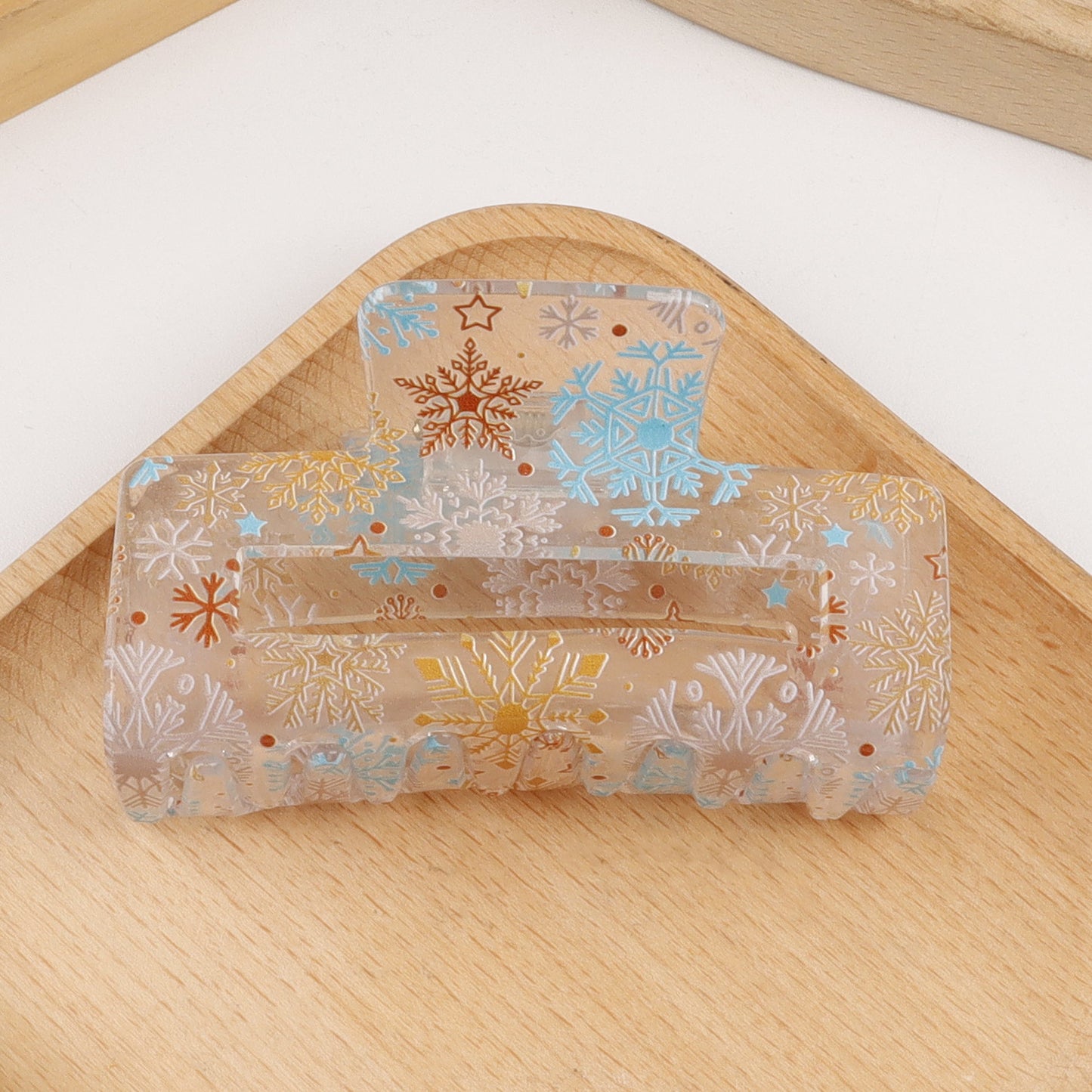 2 Pieces Christmas Transparent Claw Clip Gingerbread Man Christmas Tree Pattern Hair Clip Atmosphere Shark Clip Hair Accessory