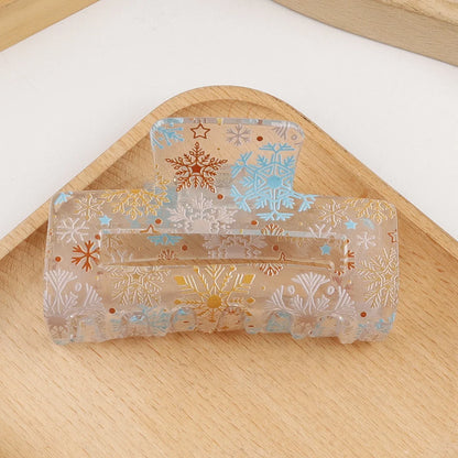 2 Pieces Christmas Transparent Claw Clip Gingerbread Man Christmas Tree Pattern Hair Clip Atmosphere Shark Clip Hair Accessory