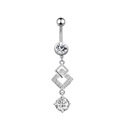 Minimalist Water Droplets Flower Butterfly Stainless Steel Inlay Zircon Women's Belly Ring