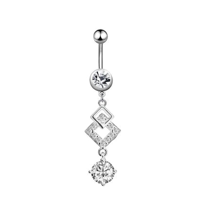 Minimalist Water Droplets Flower Butterfly Stainless Steel Inlay Zircon Women's Belly Ring