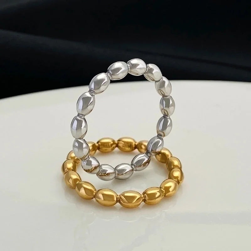 Minimalist Solid Color Stainless Steel No Inlay Gold Plated Plating Rings