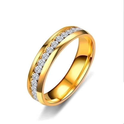 Fashion U Shape Stainless Steel Artificial Gemstones 18K Gold Plated Diamond