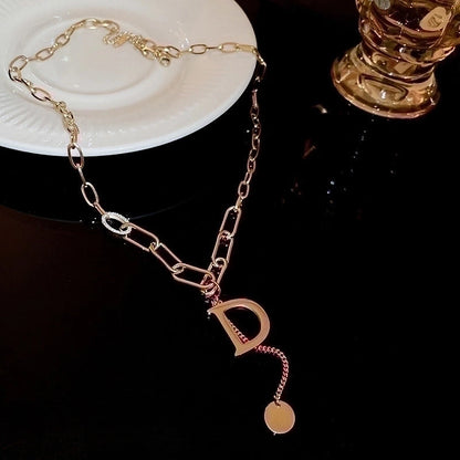 Minimalist Geometric Alloy Titanium Steel Plating Inlay Artificial Pearls Turquoise Rhinestones Necklace