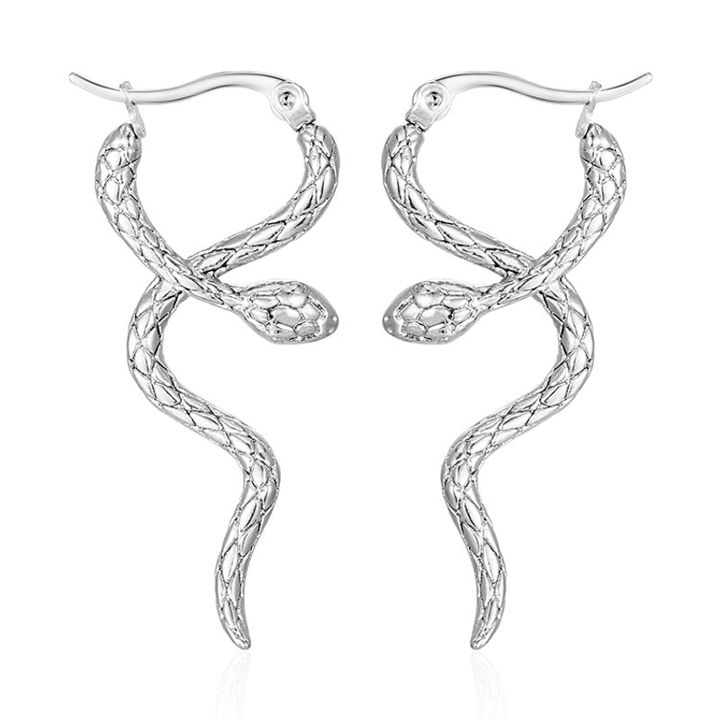 1 Pair IG Style Snake 304 Stainless Steel Earrings
