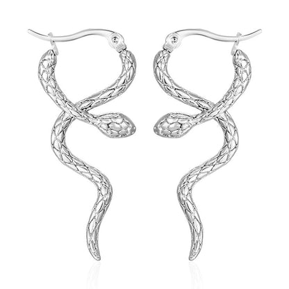 1 Pair IG Style Snake 304 Stainless Steel Earrings
