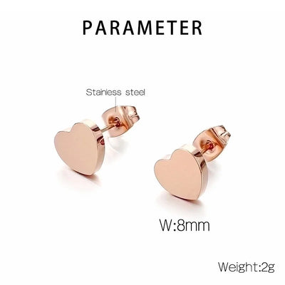 1 Pair Minimalist Heart Shape Titanium Steel Gold Plated Ear Studs