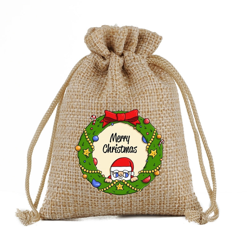 Christmas Nordic Style Cute Modern Style Christmas Tree Snowman Snowflake Imitated Hemp Party Festival Candy Bag
