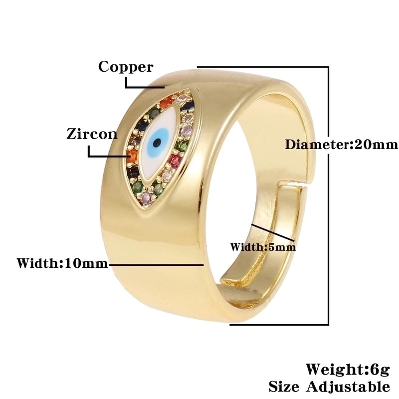 Fashion Enamel Drip Oil Evil Eye Retro Copper Tail Ring