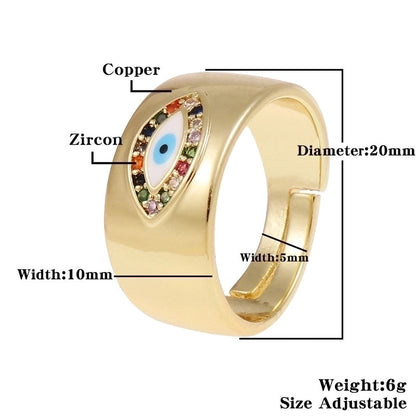 Fashion Enamel Drip Oil Evil Eye Retro Copper Tail Ring