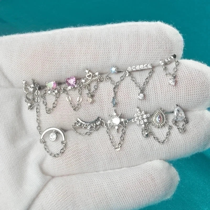 1 Piece Ear Cartilage Rings & Studs Elegant Glam Flower 304 Stainless Steel Copper Inlay Zircon