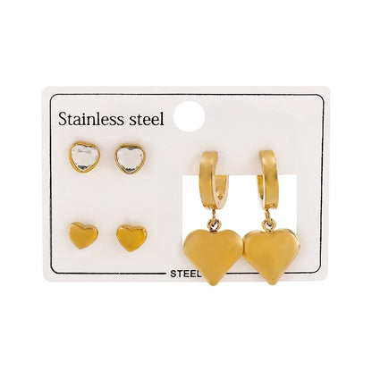 1 Set Casual Elegant Heart Shape Flower Butterfly 304 Stainless Steel Drop Earrings Ear Studs