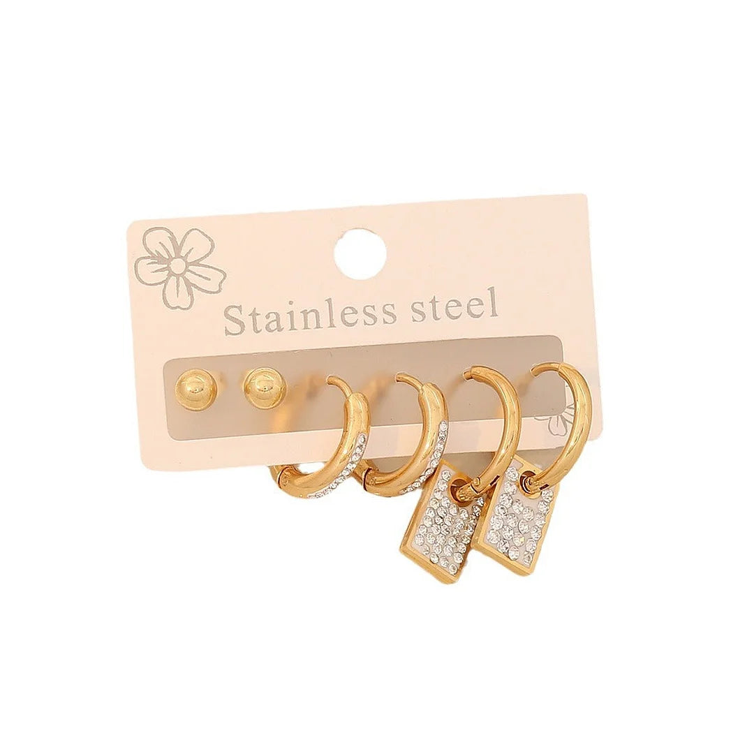 Fashion Heart Stainless Steel Electroplating Earrings