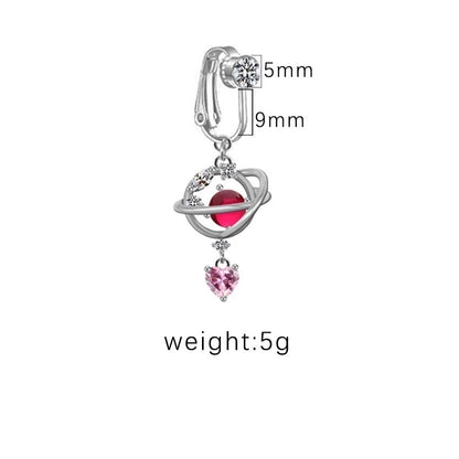 1 Piece Belly Rings Sexy Heart Shape Butterfly Planet 316L Stainless Steel Alloy Plating Inlay Acrylic Rhinestones Glass White Gold Plated Gold Plated