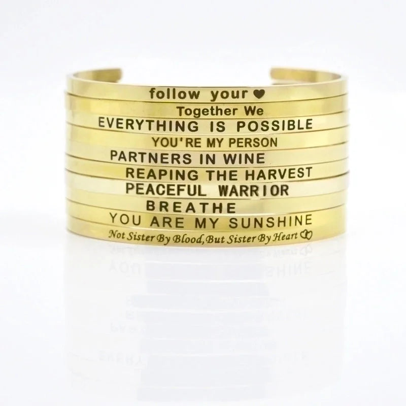 Minimalist Letter Stainless Steel Bangle