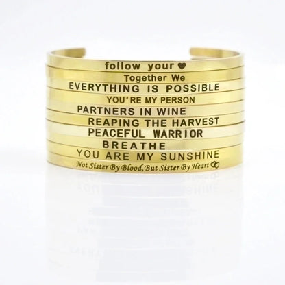 Minimalist Letter Stainless Steel Bangle