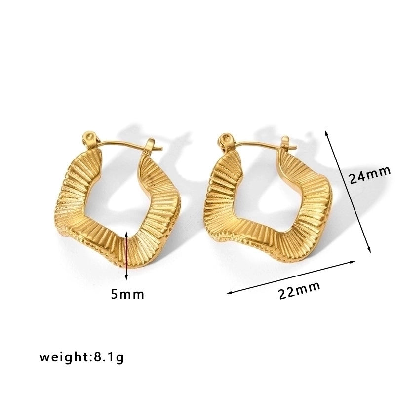 1 Pair Minimalist U Shape Plating Stainless Steel Artificial Pearls Rhinestones 18K Gold Plated Earrings