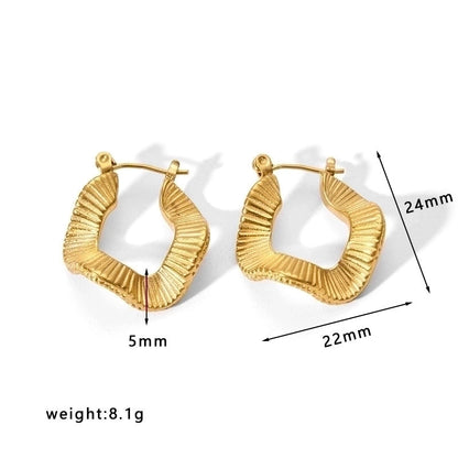 1 Pair Minimalist U Shape Plating Stainless Steel Artificial Pearls Rhinestones 18K Gold Plated Earrings