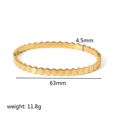 Minimalist Rectangle Stainless Steel Polishing Plating Inlay Zircon 18k Gold Plated Bangle