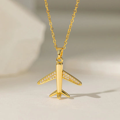 Titanium Steel Copper Plating Geometric Scallop Zircon Copper Necklaces