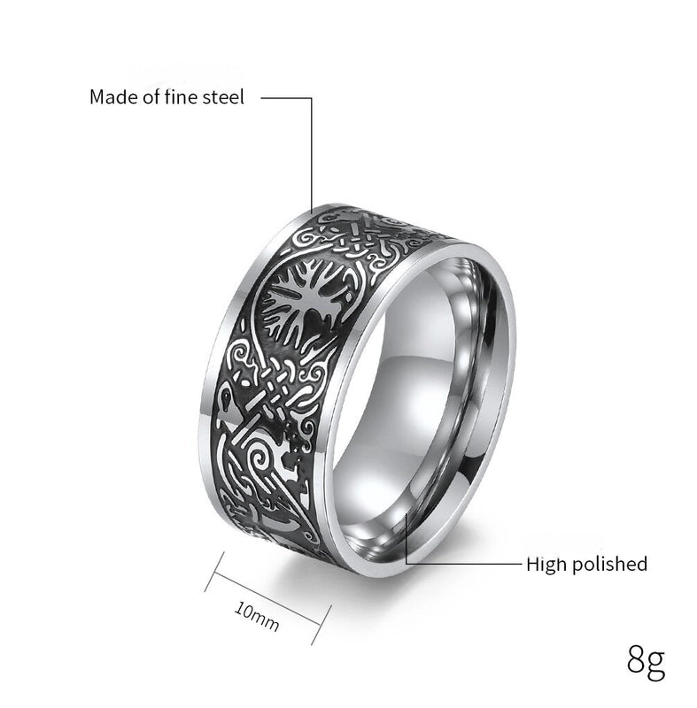 IG Style Gothic Cool Style Life Tree 304 Stainless Steel Men's Rings
