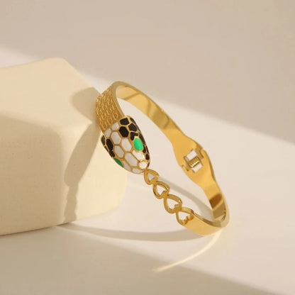 Retro Exaggerated Classic Style Cross Snake 304 Stainless Steel 18K Gold Plated Bangle In Bulk