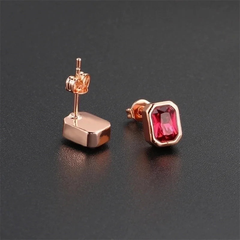 1 Pair Ig Style Minimalist Rectangle Plating Inlay Brass Zircon Rose Gold Plated White Gold Plated Ear Studs