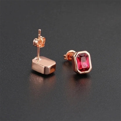 1 Pair Ig Style Minimalist Rectangle Plating Inlay Brass Zircon Rose Gold Plated White Gold Plated Ear Studs