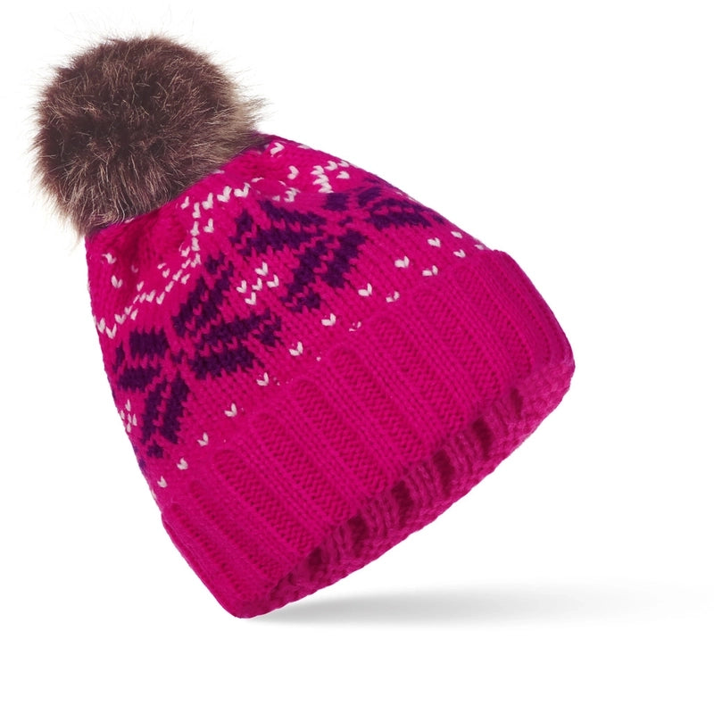 Women's Basic Retro Snowflake Pom Poms Eaveless Wool Cap