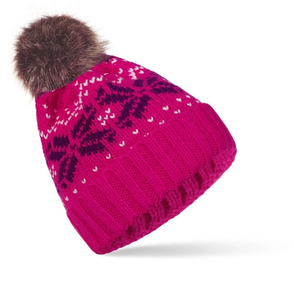 Women's Basic Retro Snowflake Pom Poms Eaveless Wool Cap