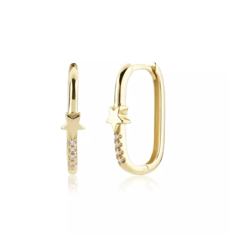 1 Pair IG Style French Style Geometric Copper Zircon 24K Gold Plated Hoop Earrings Ear Cuffs