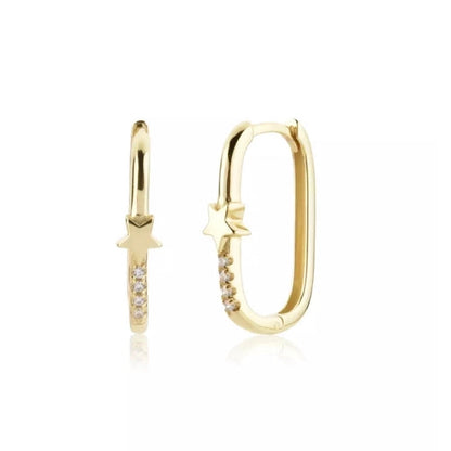 1 Pair IG Style French Style Geometric Copper Zircon 24K Gold Plated Hoop Earrings Ear Cuffs