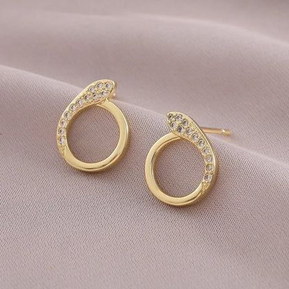 1 Pair IG Style Elegant Minimalist Letter Heart Shape Bicycle Plating Inlay Copper Zircon 18K Gold Plated Ear Studs
