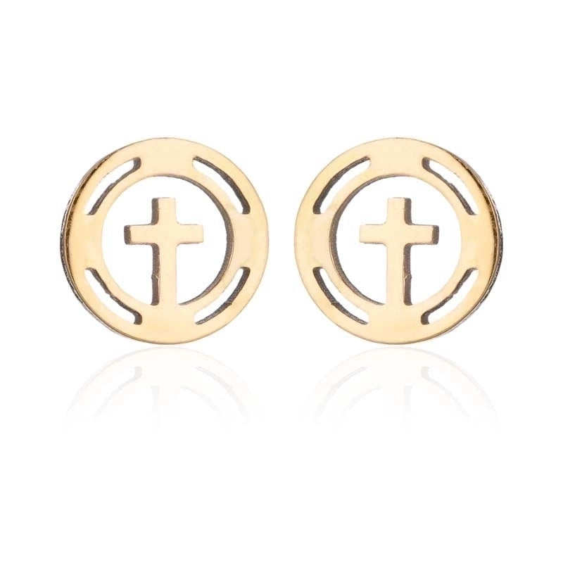 1 Pair Fashion Star Moon Tree Plating Hollow Out 304 Stainless Steel 18K Gold Plated Ear Studs