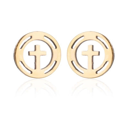 1 Pair Fashion Star Moon Tree Plating Hollow Out 304 Stainless Steel 18K Gold Plated Ear Studs