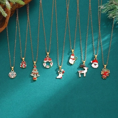 Cartoon Style Snowman Elk Alloy Plating 14k Gold Plated Christmas Women's Earrings Necklace