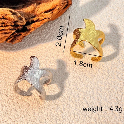Casual Retro Starfish 304 Stainless Steel 18K Gold Plated Open Rings
