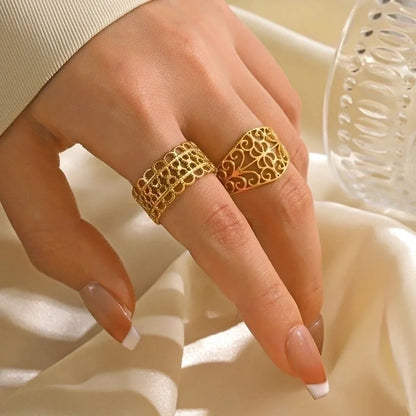 304 Stainless Steel 18K Gold Plated IG Style Plating Geometric Open Rings