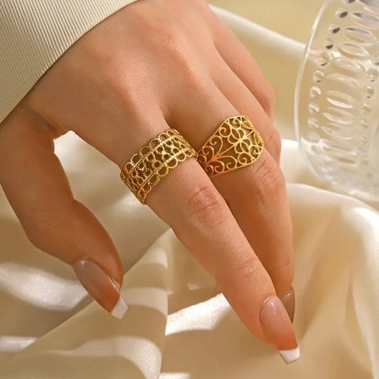 304 Stainless Steel 18K Gold Plated IG Style Plating Geometric Open Rings