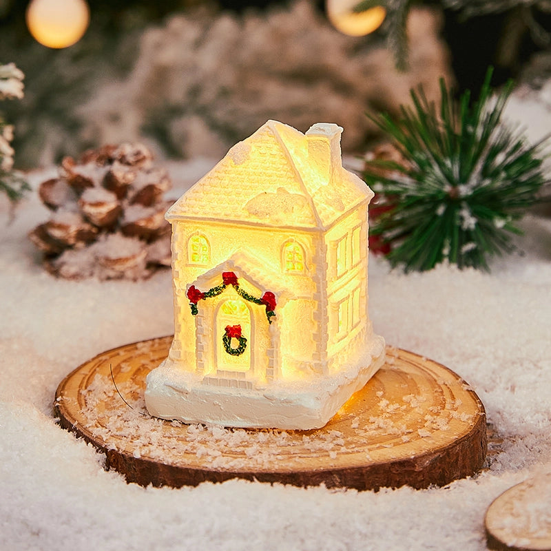 Christmas Small Ornaments Holiday Decorations Christmas Eve House Micro Landscape Luminous Desktop Window Scene Layout Gift