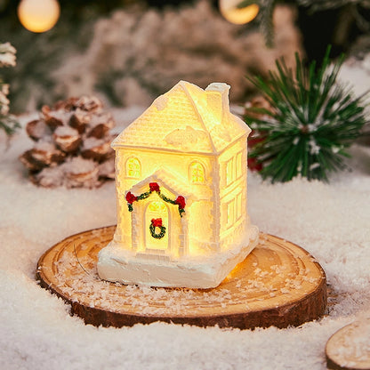 Christmas Small Ornaments Holiday Decorations Christmas Eve House Micro Landscape Luminous Desktop Window Scene Layout Gift