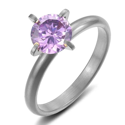 Elegant Solid Color Titanium Steel Inlay Zircon Rings