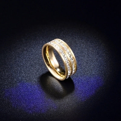 Minimalist Geometric Titanium Steel Inlay Rhinestones Rings 1 Piece