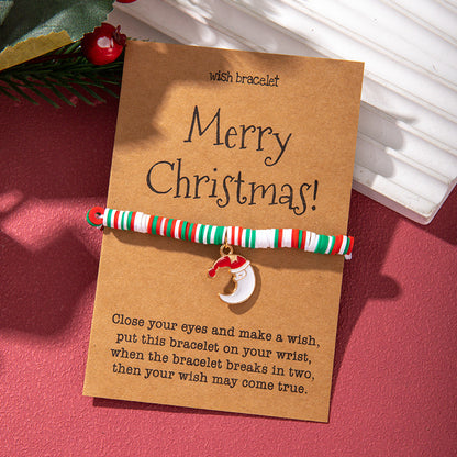 Christmas Bracelet Soft Clay Christmas Ornament Santa Claus Pendant Bracelet Snowflake Reindeer Bracelet